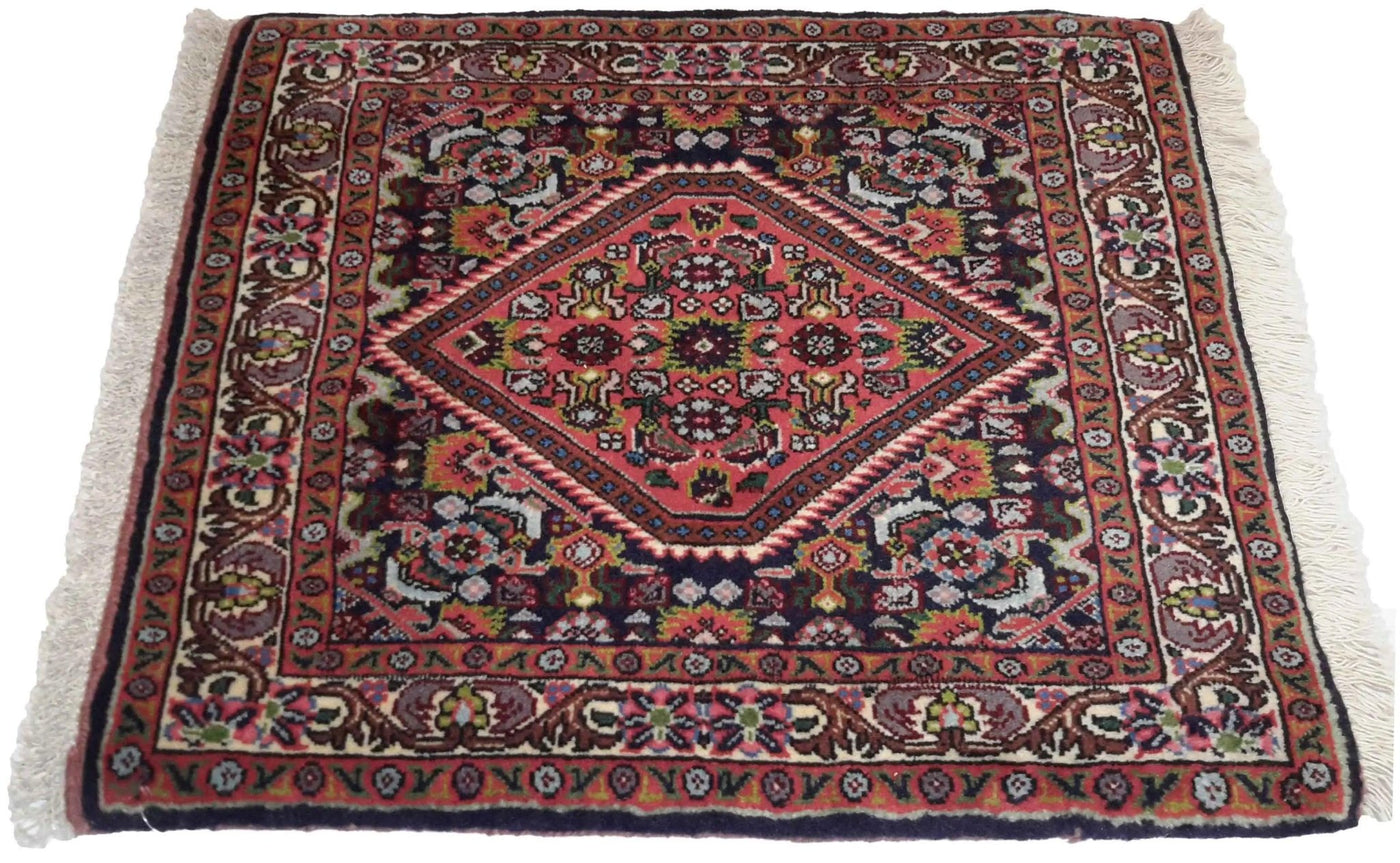 Canvello Hand Made Transitional Medallion Silkroad Bidjar Rug - 1'8'' X 1'9'' - Canvello