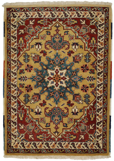 Canvello Hand Made Transitional Medallion Silkroad Heriz Rug - 3'8'' X 5'0'' - Canvello