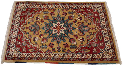 Canvello Hand Made Transitional Medallion Silkroad Heriz Rug - 3'8'' X 5'0'' - Canvello