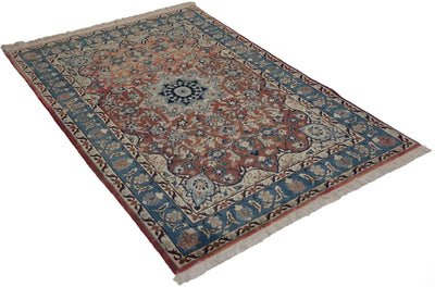 Canvello Hand Made Transitional Medallion Silkroad Isfahan Rug - 3'5'' X 4'10'' - Canvello