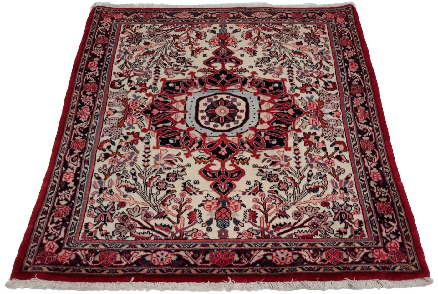 Canvello Hand Made Transitional Medallion Silkroad Nain 4 Line Rug - 3'6'' X 4'7'' - Canvello