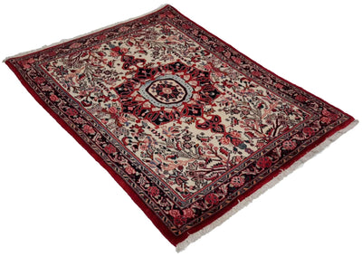 Canvello Hand Made Transitional Medallion Silkroad Nain 4 Line Rug - 3'6'' X 4'7'' - Canvello