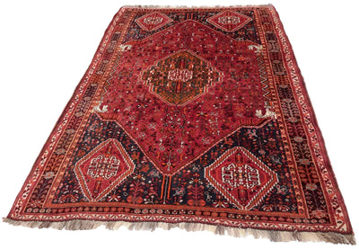 Canvello Hand Made Transitional Medallion Silkroad Shiraz Rug - 5'1'' X 8'0'' - Canvello