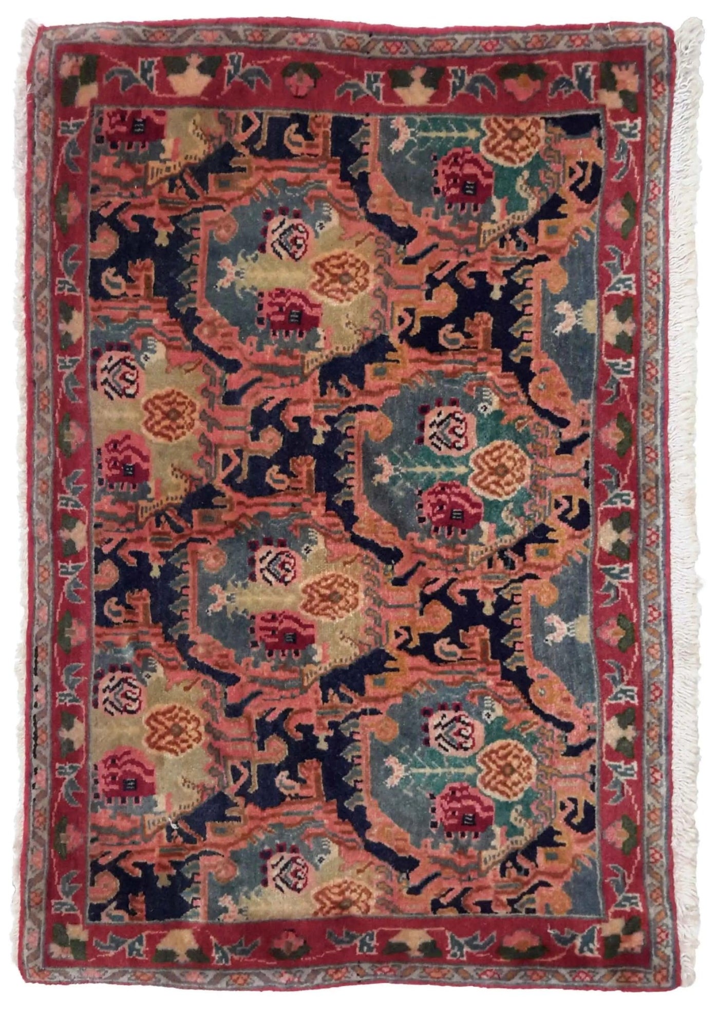 Canvello Hand Made Transitional Panel Silkroad Saurogh Rug - 1'7'' X 2'5'' - Canvello