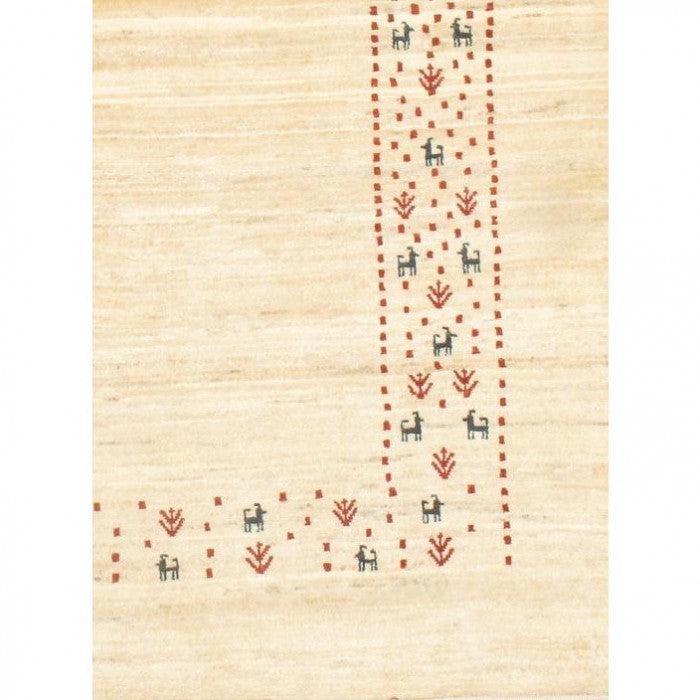 Canvello Hand - Spun Wool Gabbeh Modern Ivory Rug - 3'8" X 5'4" - Canvello