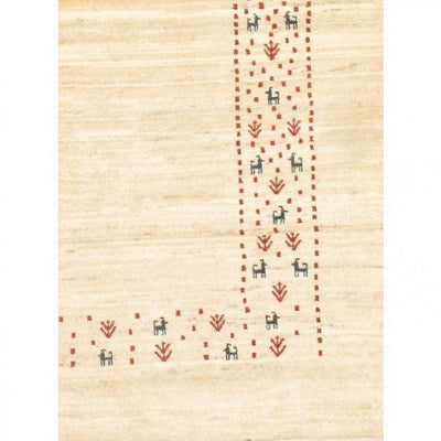 Canvello Hand - Spun Wool Gabbeh Modern Ivory Rug - 3'8" X 5'4" - Canvello