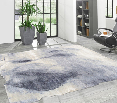 Canvello Astrid Collection Hand-Tufted Bsilk & Wool Ivory Area Rug- 5' 2" X 7' 5" canvellollc