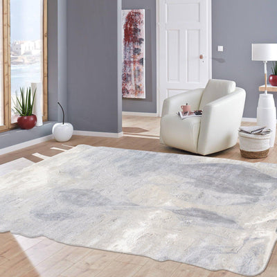 Canvello Astrid Collection Hand-Tufted Bsilk & Wool Ivory Area Rug- 5' 3" X 7' 4" canvellollc