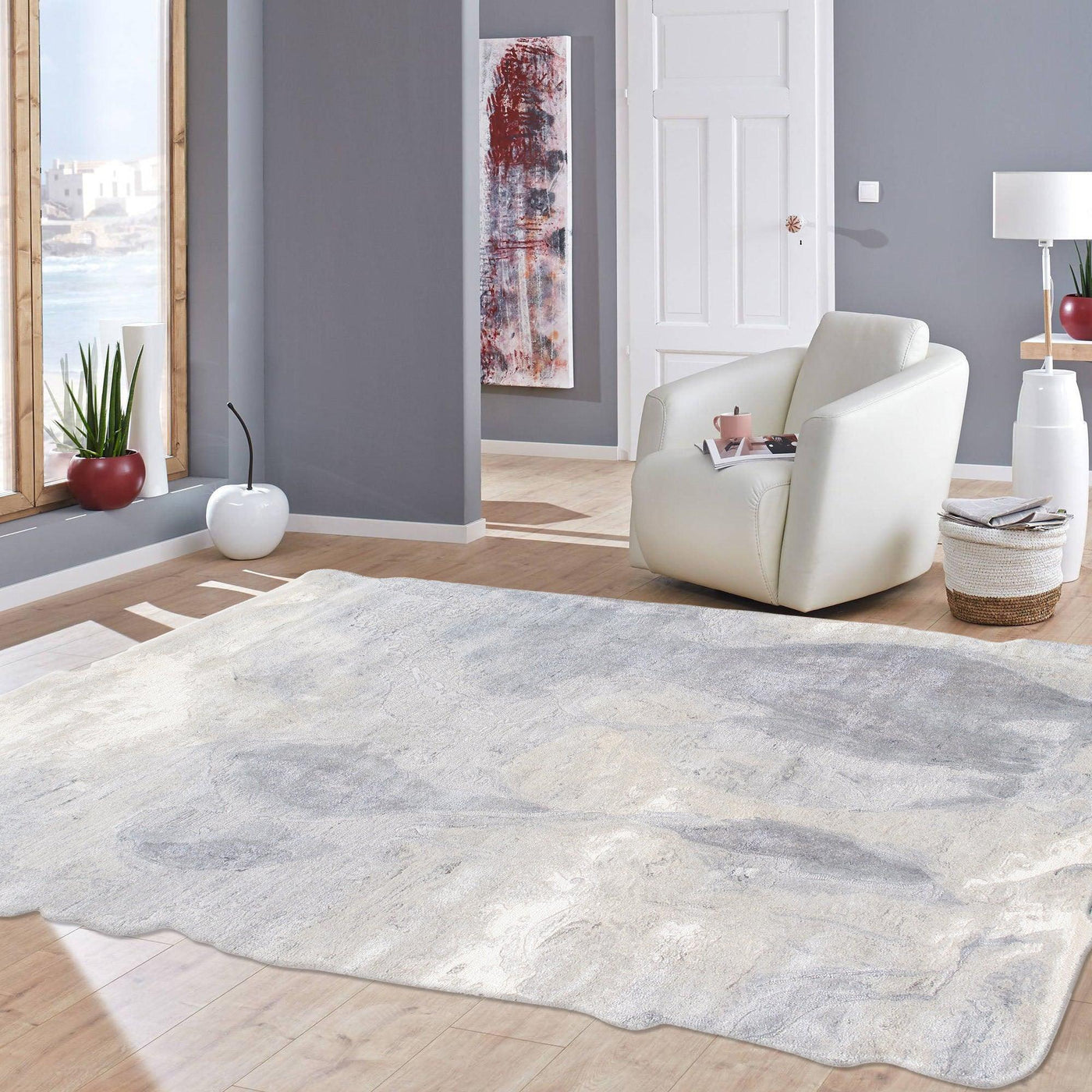 Canvello Hand - Tufted Bsilk & Wool Ivory Area Rug - 5'3" X 7'4" - Canvello