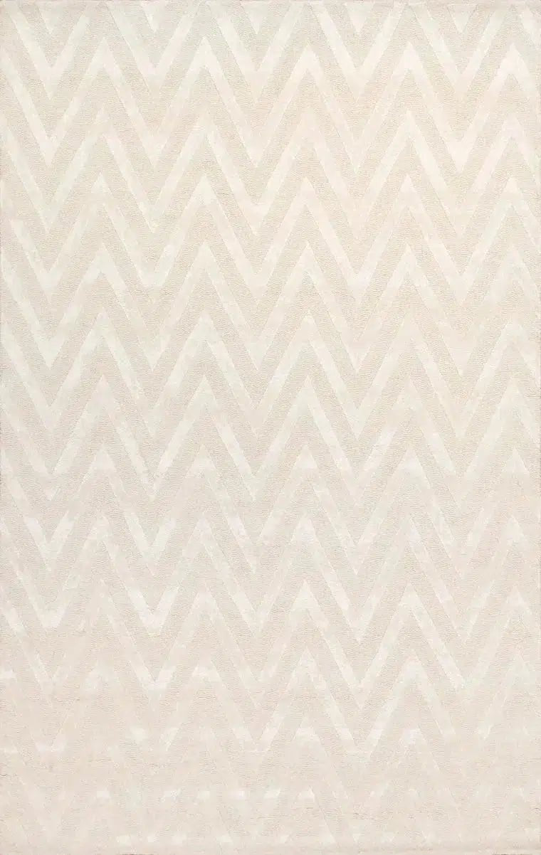 Canvello Hand - Tufted Silk & Wool Modern Ivory Rug - 9'9" X 13'9" - Canvello