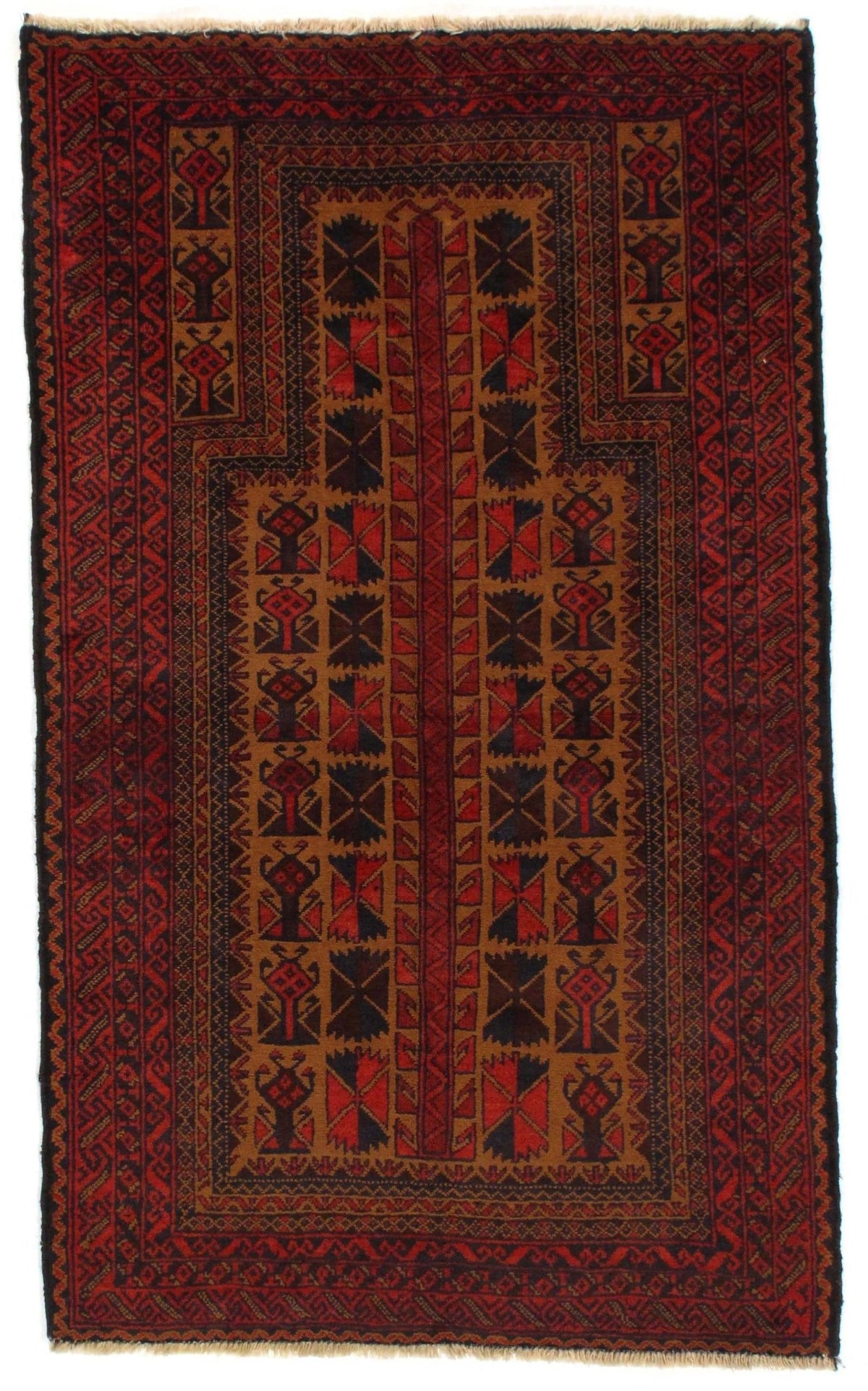 Alfombra de lana afgana Baluch hecha a mano Canvello - 3'1"X5'1"