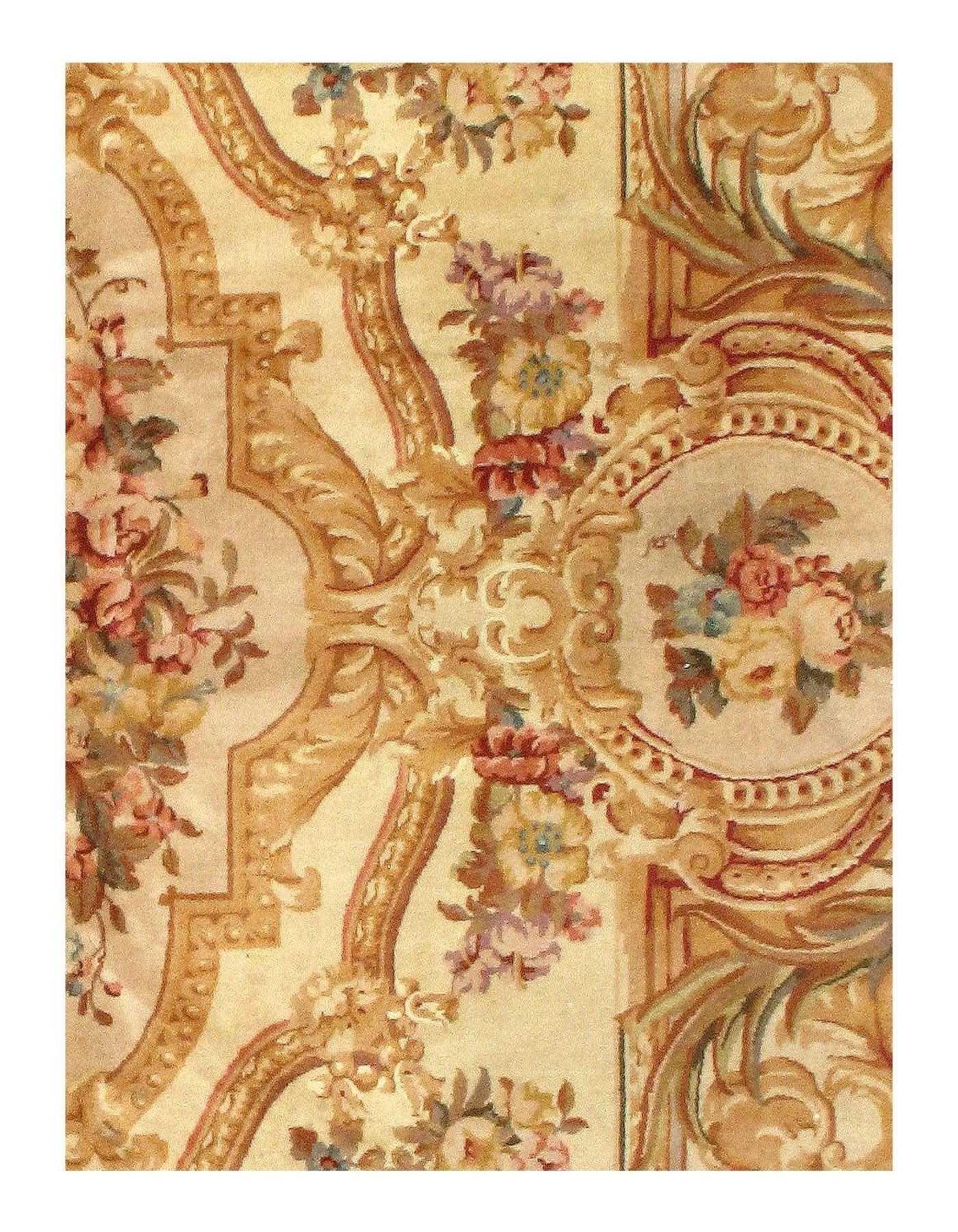 Canvello Handmade aIvory Chines Savonnerie Rug - 7'8 '' X 9'9'' - Canvello