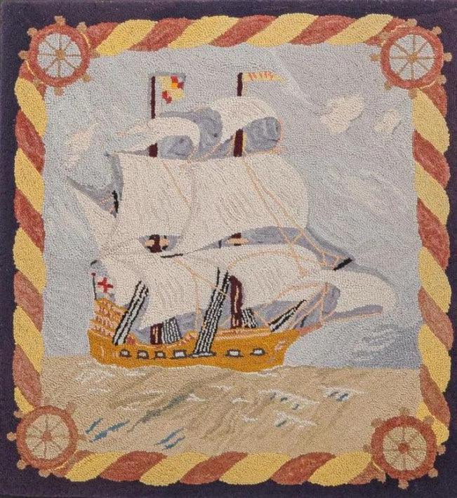 Canvello Handmade antique American Hooked Rug - 2'7'' X 2'8'' - Canvello