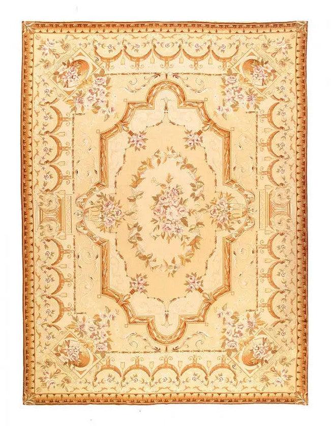 Canvello Handmade Beige Classic Aubusson Rug - 8'4" X 11'4" - Canvello