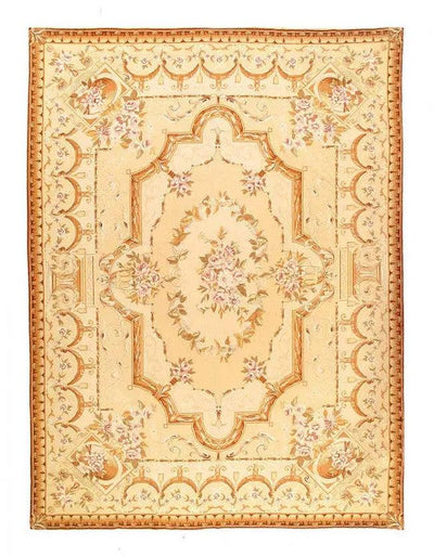 Canvello Handmade Beige Classic Aubusson Rug - 8'4" X 11'4" - Canvello