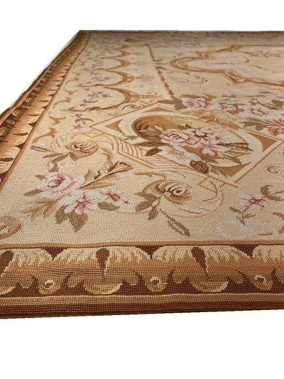 Canvello Handmade Beige Classic Aubusson Rug - 8'4" X 11'4" - Canvello