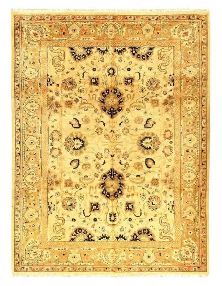 Canvello Handmade Beige Fine Agra Rug - 9' X 12' - Canvello