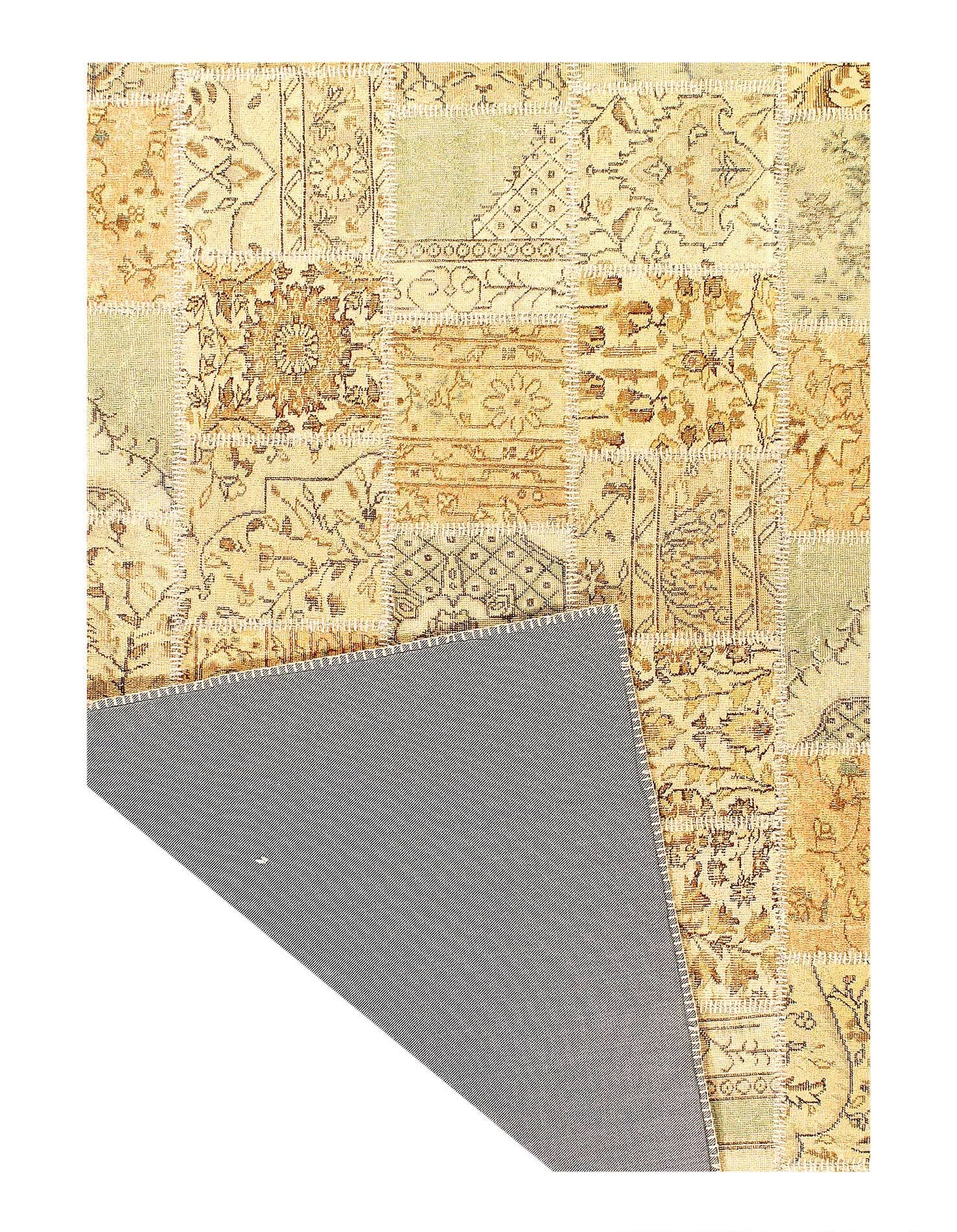 Canvello Handmade Beige Turkish Patch work - 5'11'' X 8'11'' - Canvello