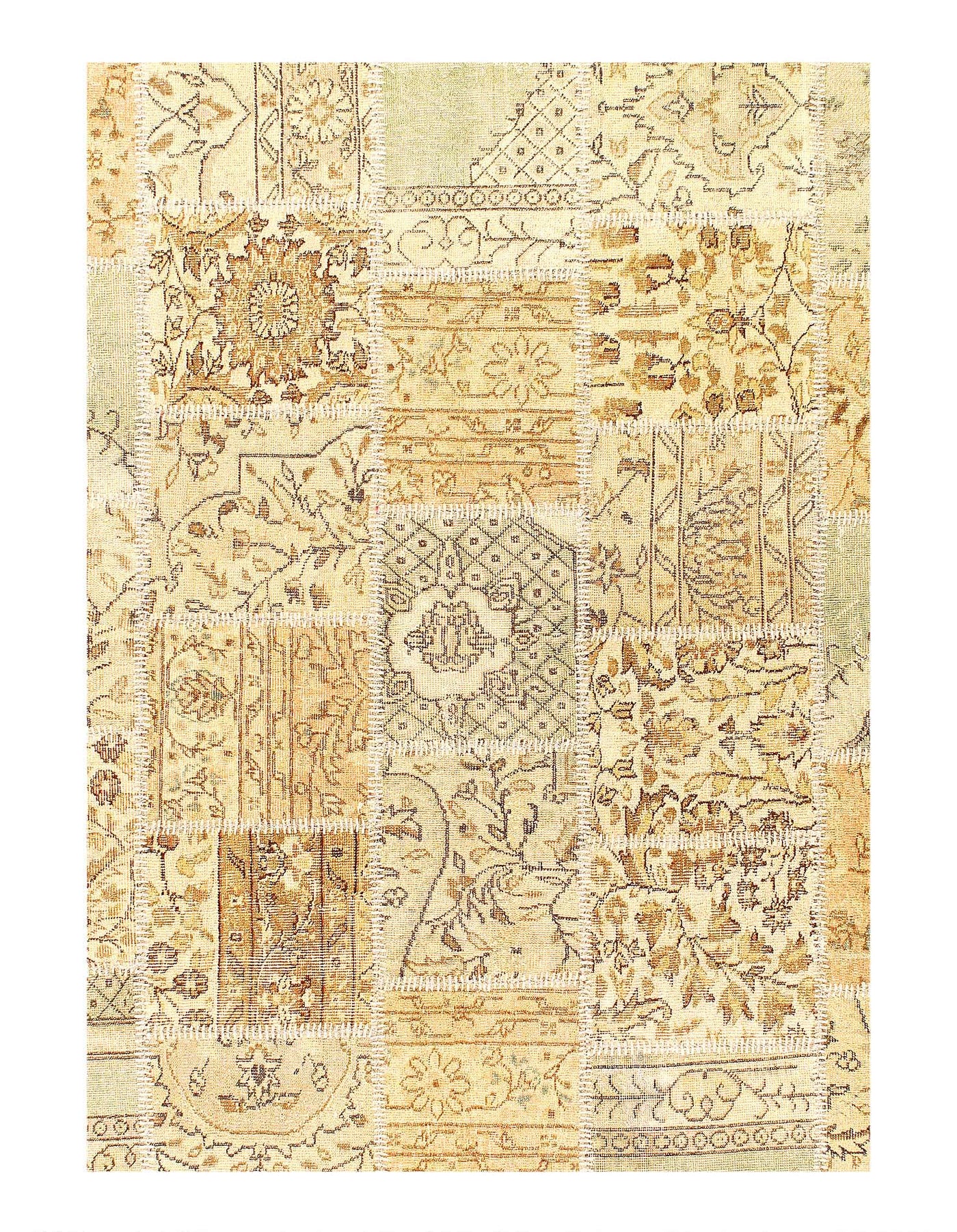 Canvello Handmade Beige Turkish Patch work - 5'11'' X 8'11'' - Canvello