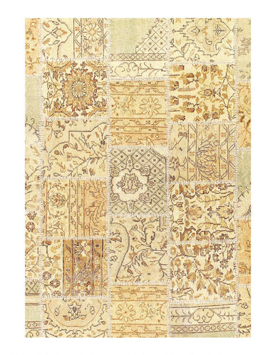 Canvello Handmade Beige Turkish Patch work - 5'11'' X 8'11'' - Canvello