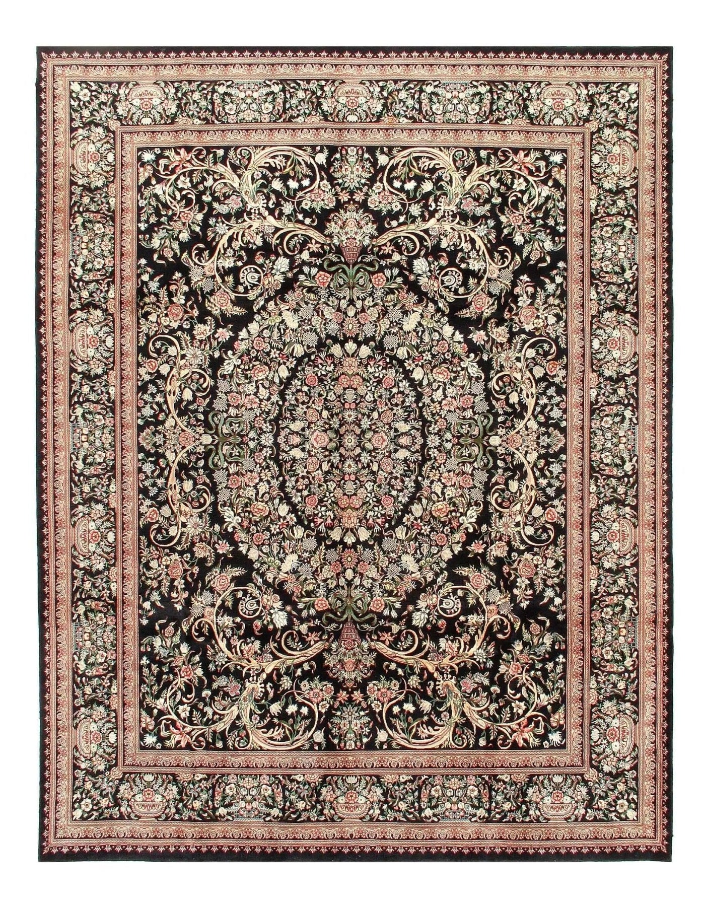 Canvello Handmade Black Savonnerie French Design Rug - 9' X 12' - Canvello