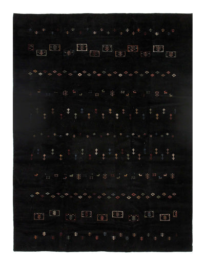 Canvello Handmade Black Persian Gabbeh Rug - 8'5" x 11'3"