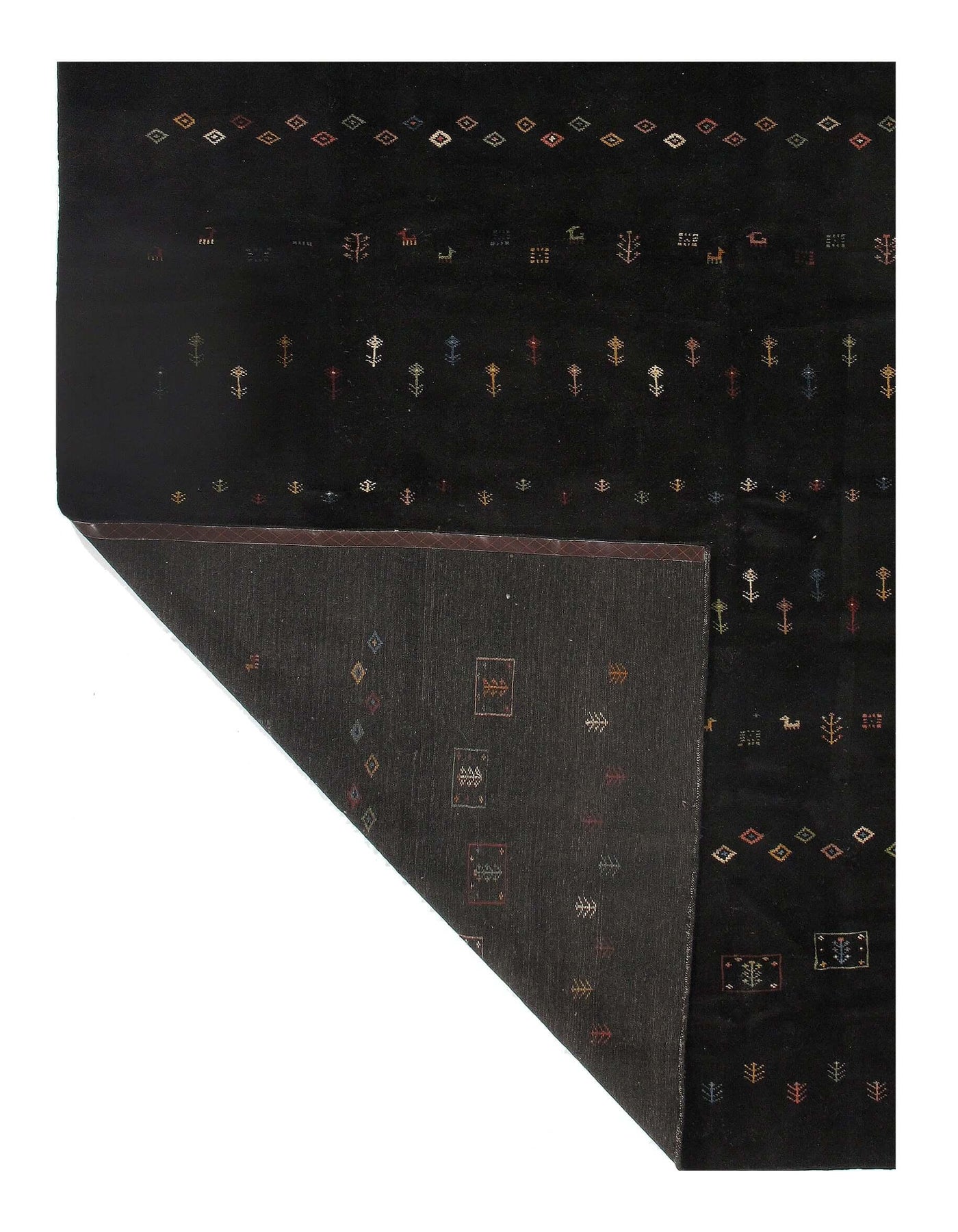 Canvello Handmade Black Persian Gabbeh Rug - 8'5" x 11'3"