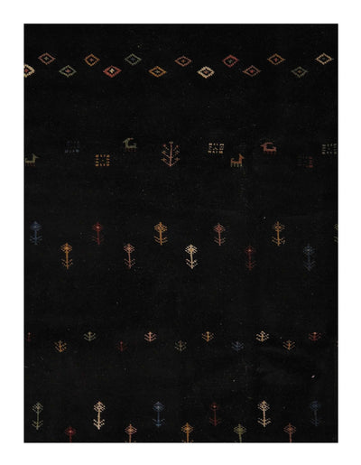 Canvello Handmade Black Silkroad Gabbeh Rug - 8'5" x 11'3" - Canvello