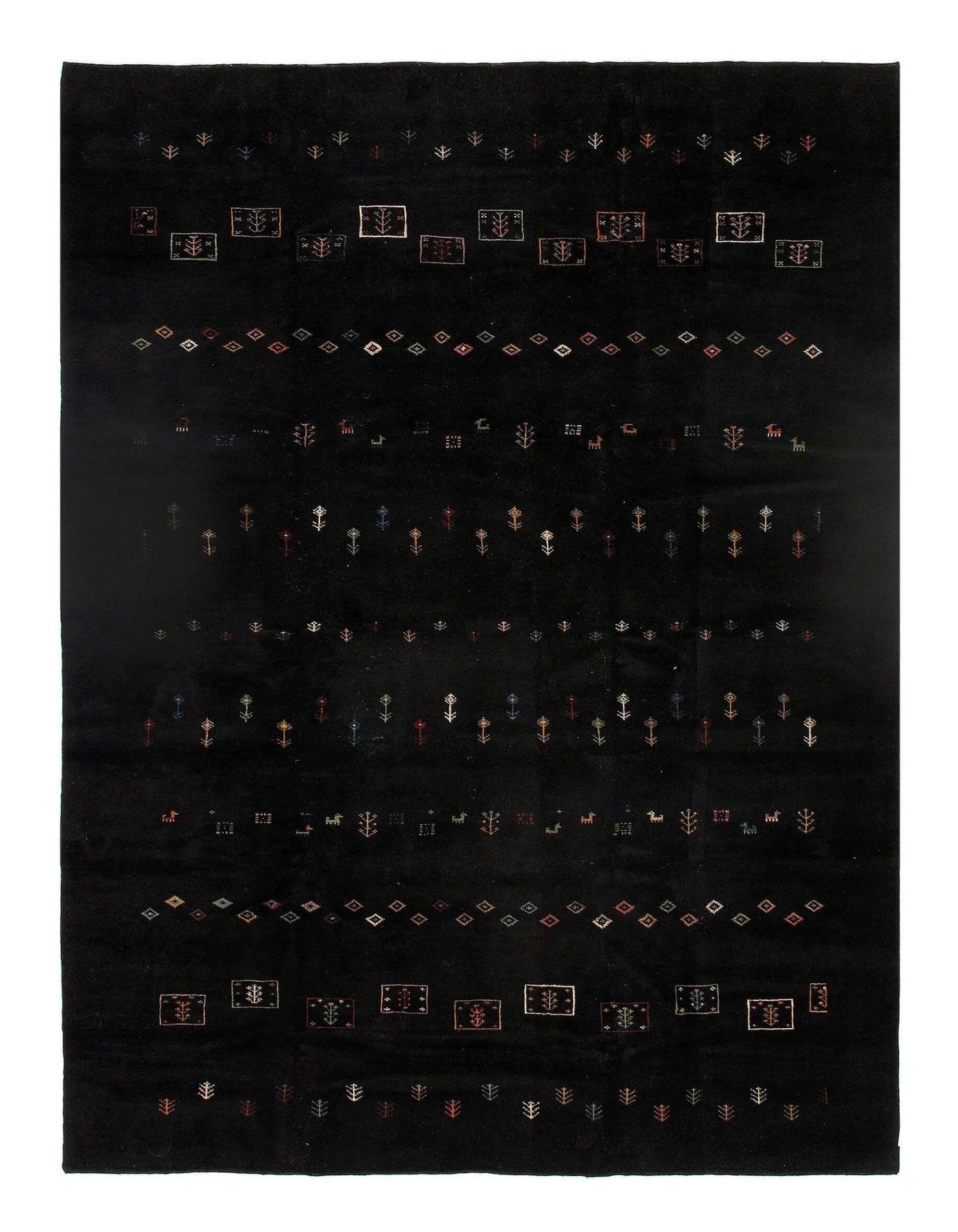 Canvello Handmade Black Silkroad Gabbeh Rug - 8'5" x 11'3" - Canvello