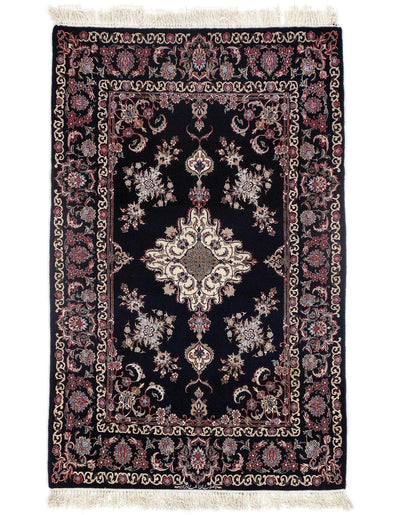 Canvello Handmade Black Silkroad Isfahan Rug - 3'5" x 5'5" - Canvello