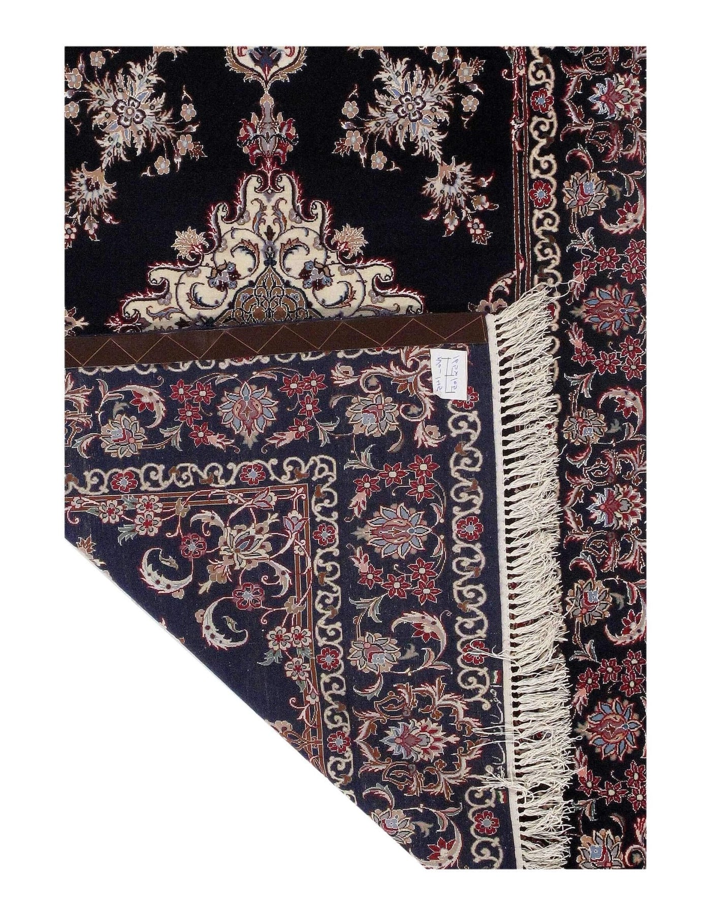 Canvello Handmade Black Silkroad Isfahan Rug - 3'5" x 5'5" - Canvello