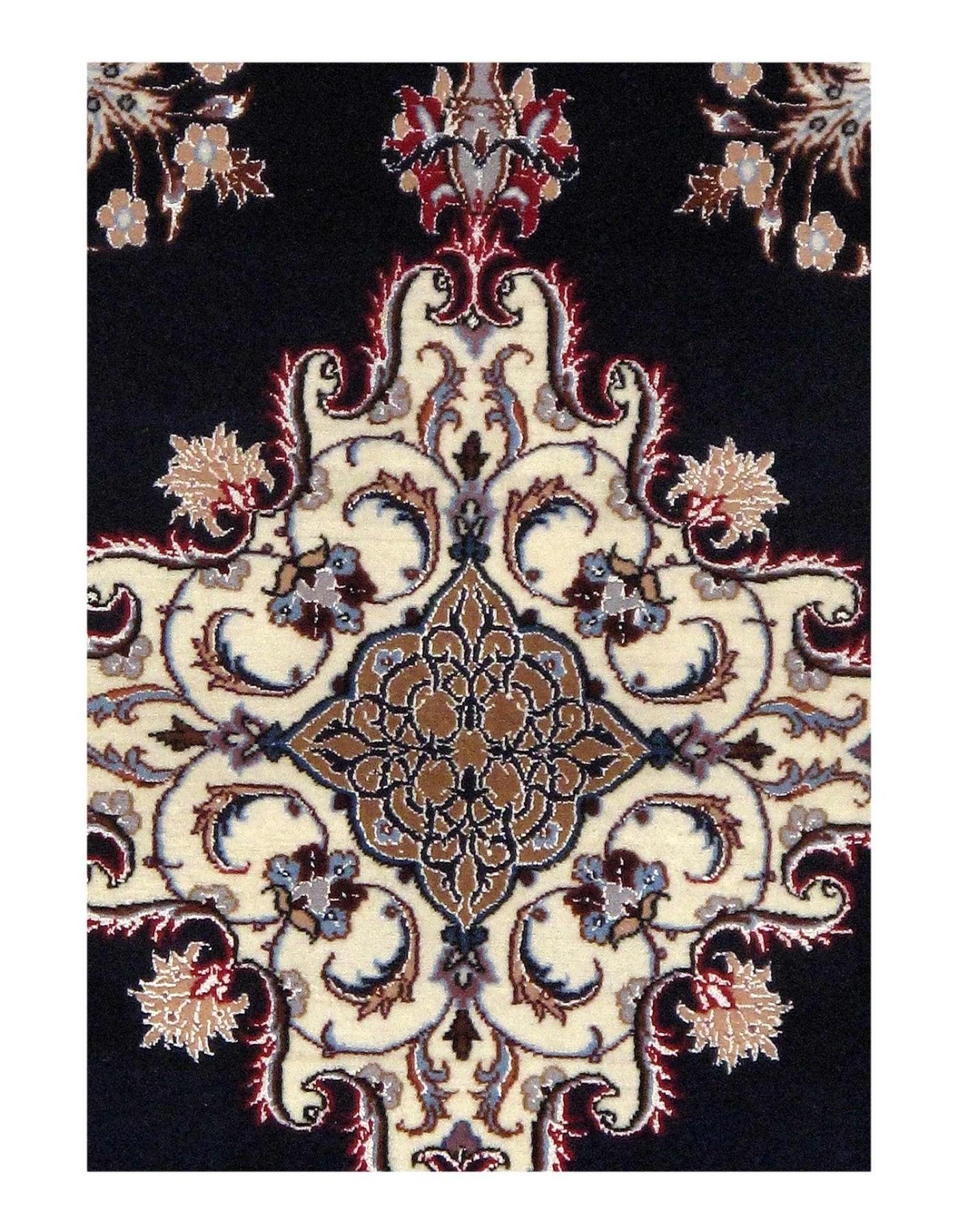 Canvello Handmade Black Silkroad Isfahan Rug - 3'5" x 5'5" - Canvello