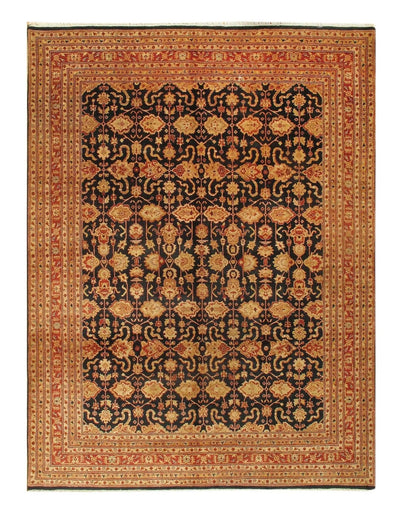 Canvello Handmade Black Silkroad Sultanabad design rug - 9' X 12' - Canvello