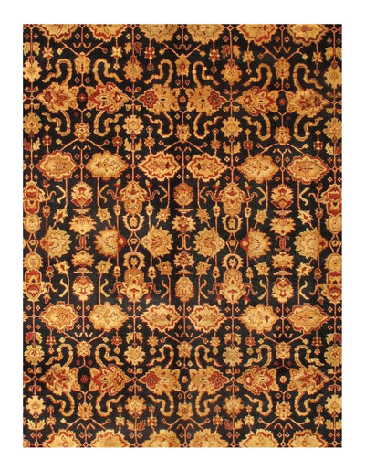 Canvello Handmade Black Silkroad Sultanabad design rug - 9' X 12' - Canvello