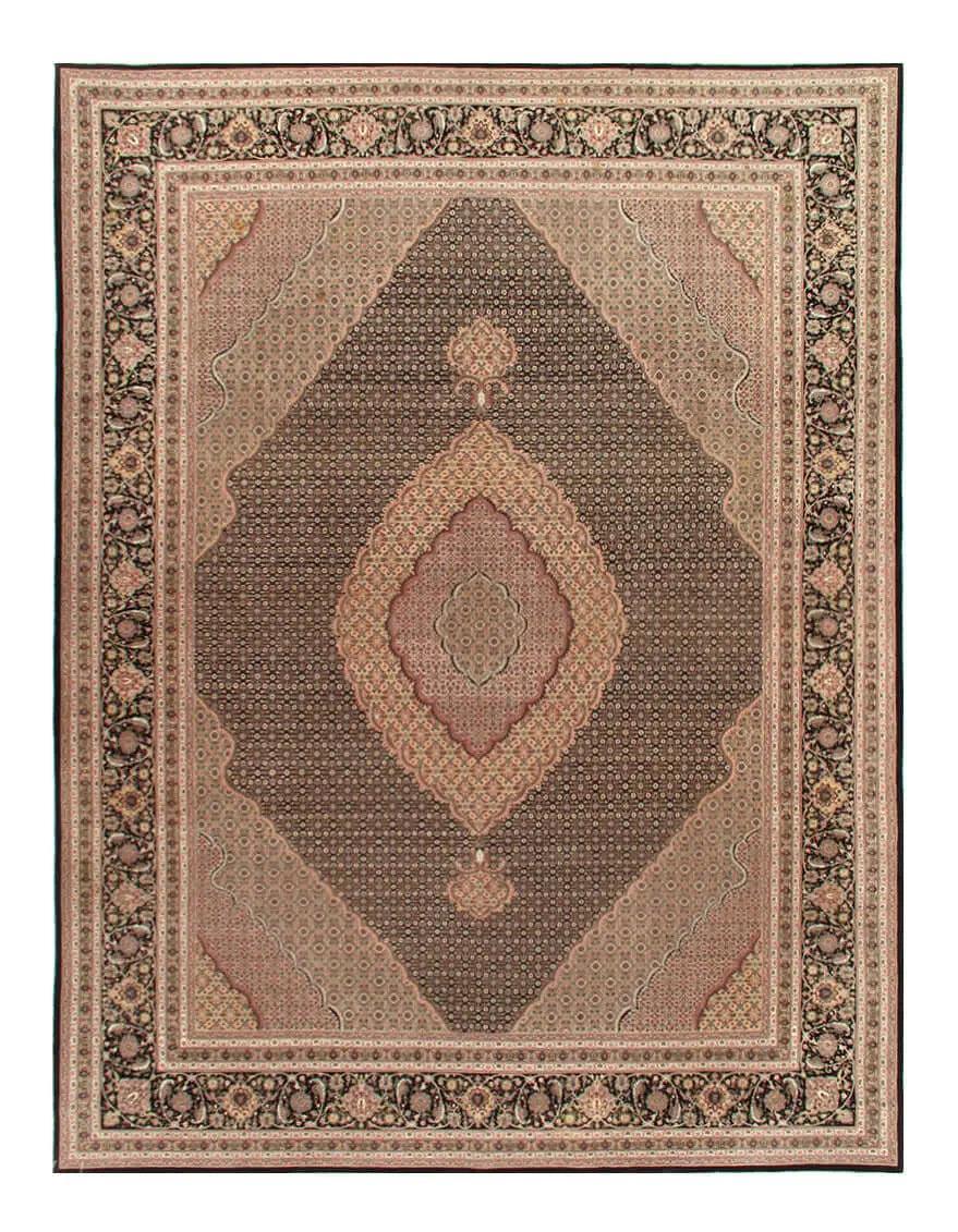 Canvello Handmade Black Silkroad Tabriz Design Rug - 9' X 12' - Canvello