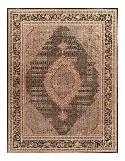 Canvello Handmade Black Silkroad Tabriz Design Rug - 9' X 12' - Canvello