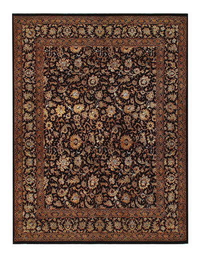 Canvello Handmade Black Persian Tabriz silk & wool Rug - 4'11'' X 6'6''