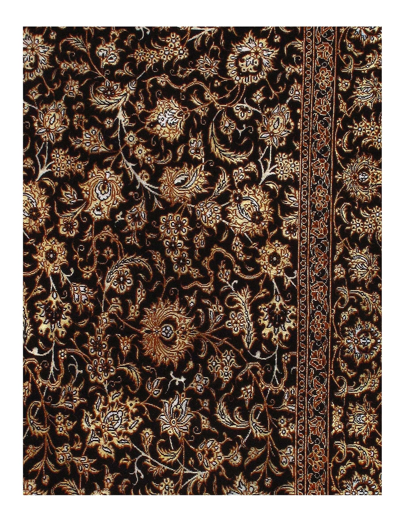 Canvello Handmade Black Persian Tabriz silk & wool Rug - 4'11'' X 6'6''