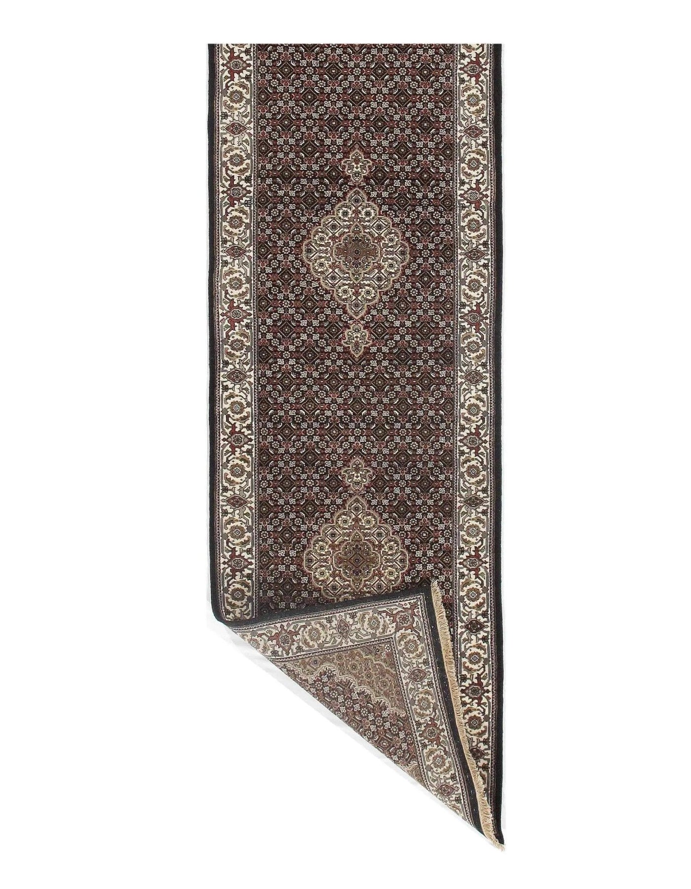 Canvello Handmade Black Tabriz Runner - 2'5" X 10'3" - Canvello