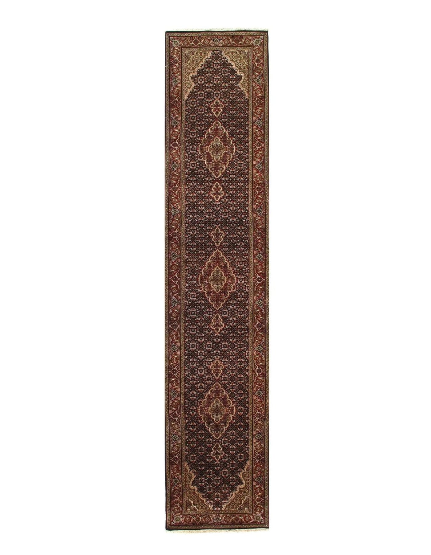 Canvello Handmade Black Tabriz Runner - 2'6" X 12' - Canvello