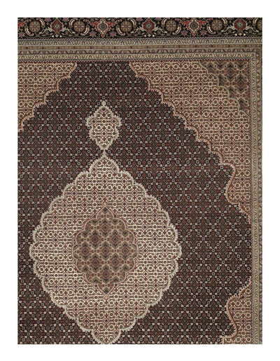 Canvello Handmade Black Tabriz silk & wool Rug - 8' X 10' - Canvello