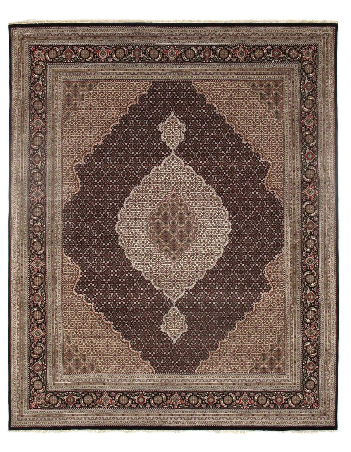 Canvello Handmade Black Tabriz silk & wool Rug - 8' X 10'