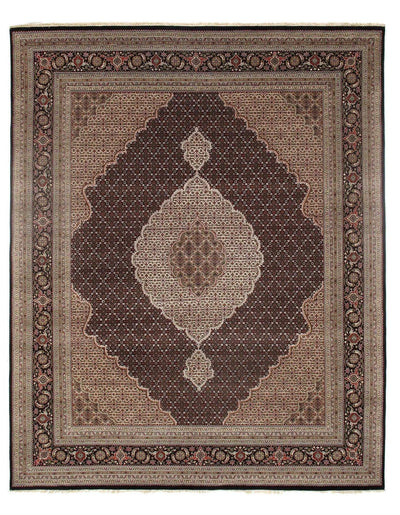 Canvello Handmade Black Tabriz silk & wool Rug - 8' X 10' - Canvello