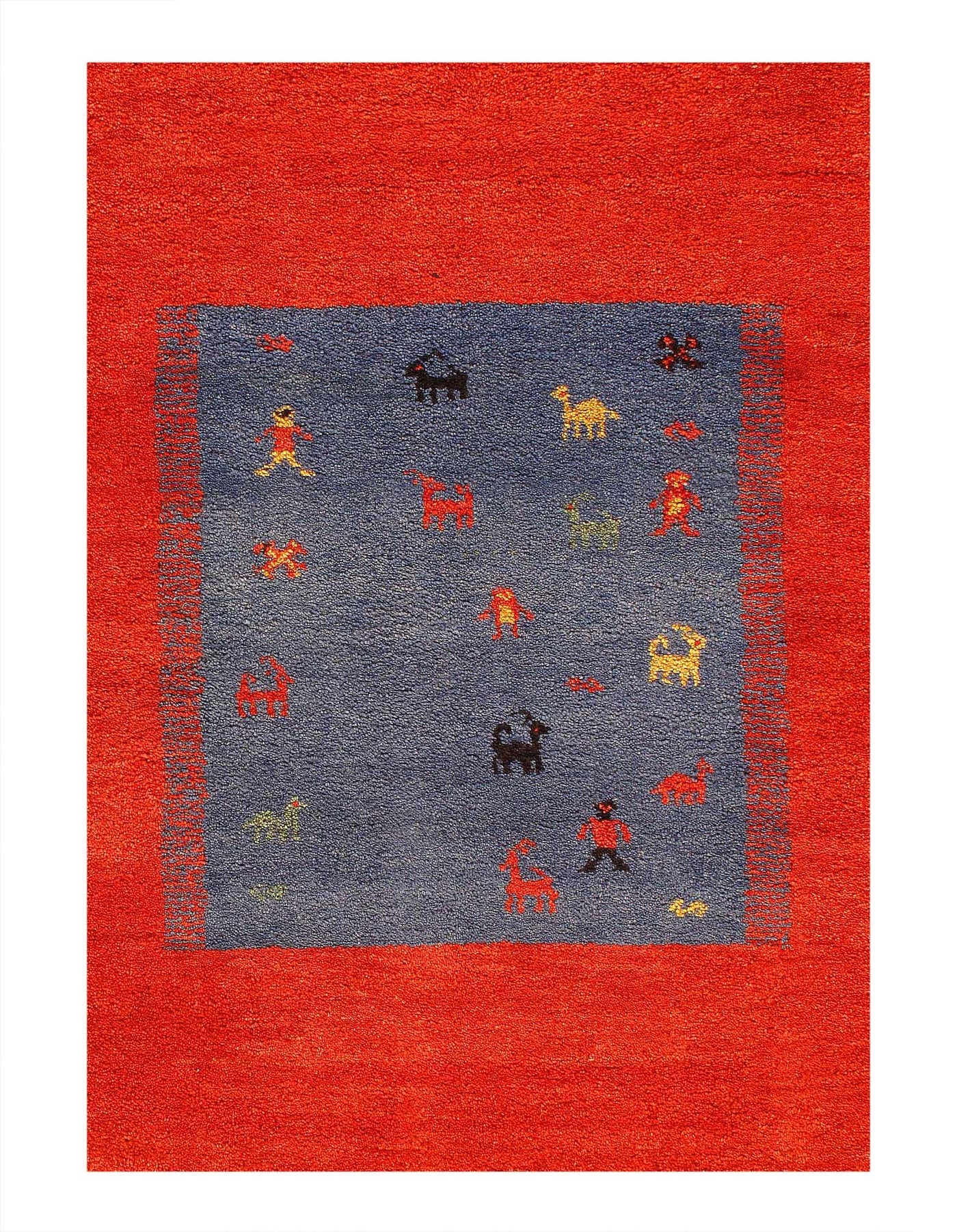 Canvello Handmade Blue And Red Area Rug - 6'10" x 8'3" - Canvello