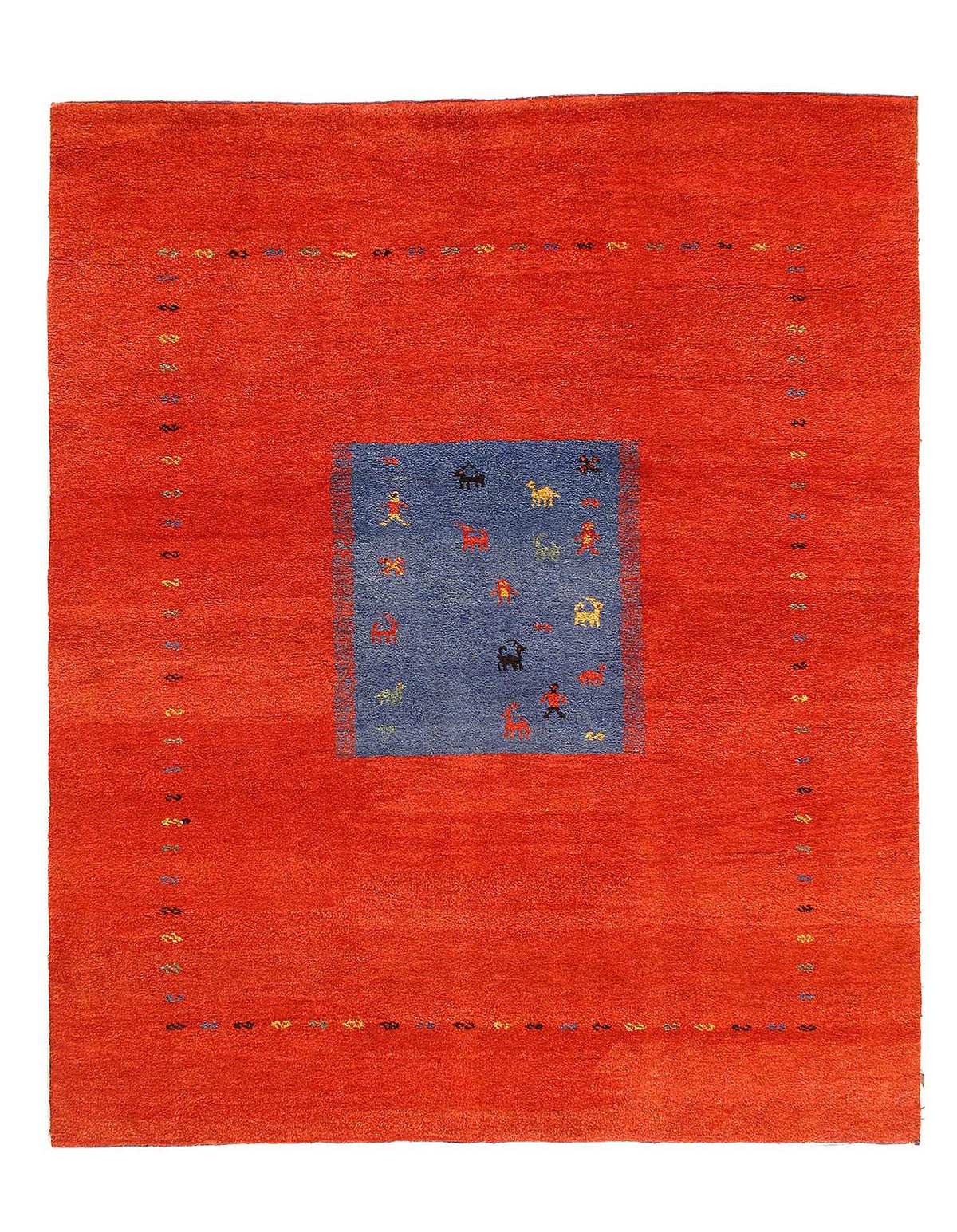 Canvello Handmade Blue And Red Area Rug - 6'10" x 8'3"