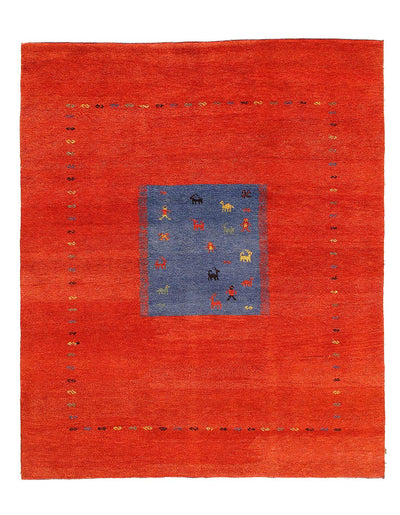 Canvello Handmade Blue And Red Area Rug - 6'10" x 8'3" - Canvello