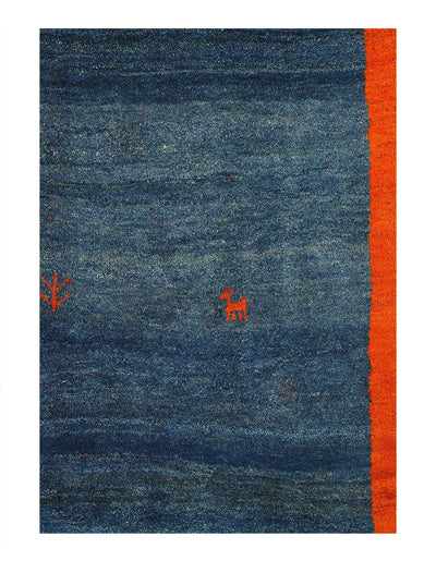 Canvello Handmade Blue Genuine Gabbeh Rug - 6'4" X 9'6" - Canvello