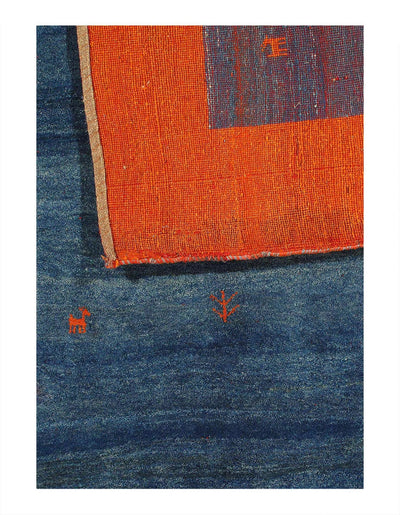 Canvello Handmade Blue Genuine Gabbeh Rug - 6'4" X 9'6" - Canvello