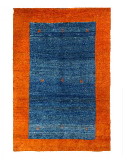 Canvello Handmade Blue Genuine Gabbeh Rug - 6'4" X 9'6" - Canvello