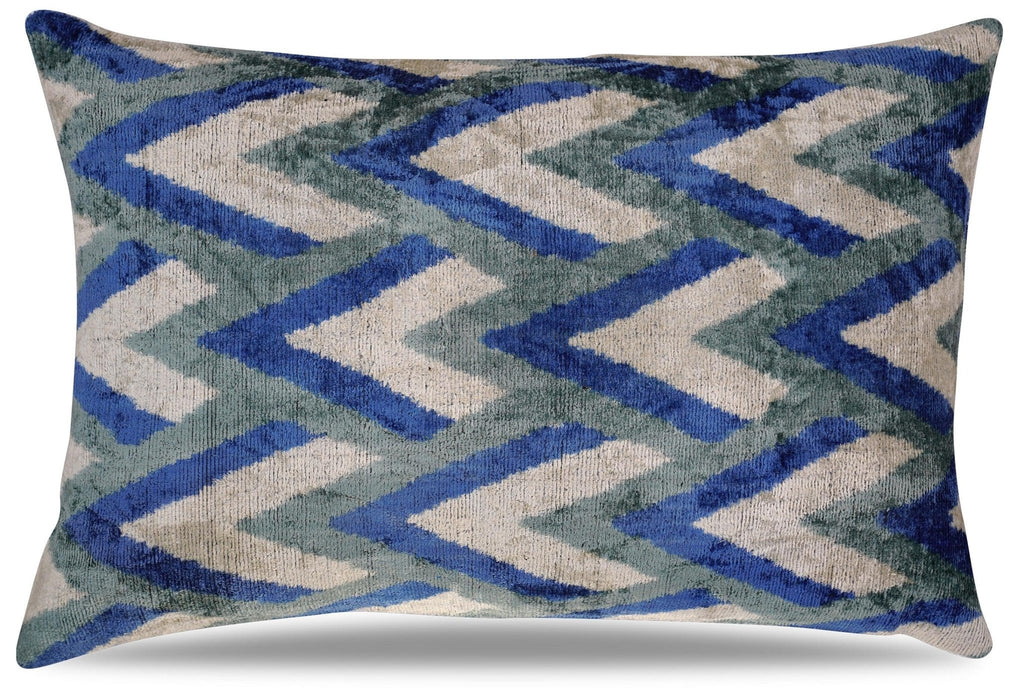 Canvello Handmade Blue Gray Silver Chevron Throw Pillows - Thumbnail 3